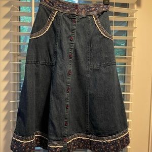 Gorgeous Vtg Cottagecore Denim Front Button Skirt